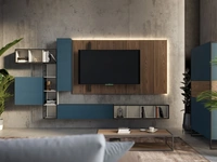 Parete Attrezzata Rebel Living 06 in laccato opaco e legno di Fimar