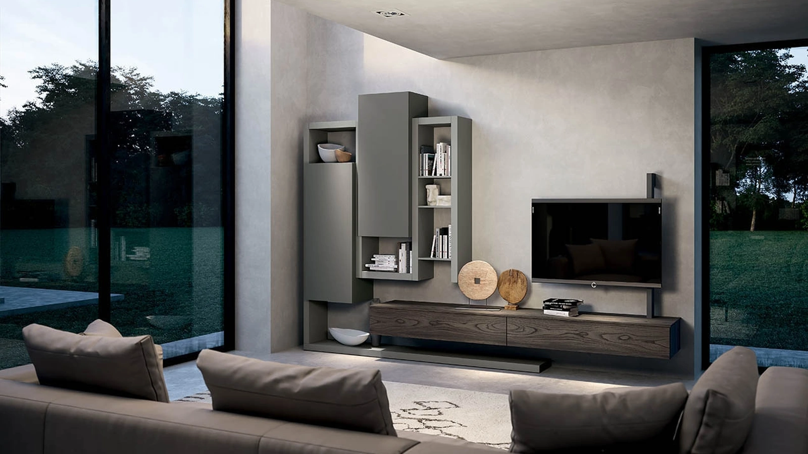 Parete Attrezzata in legno e laccato opaco Side CF028 di Fimar