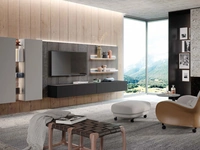 Parete Attrezzata Skyline Landscape & Feelings in laccato e Rovere grigio di Astor Mobili