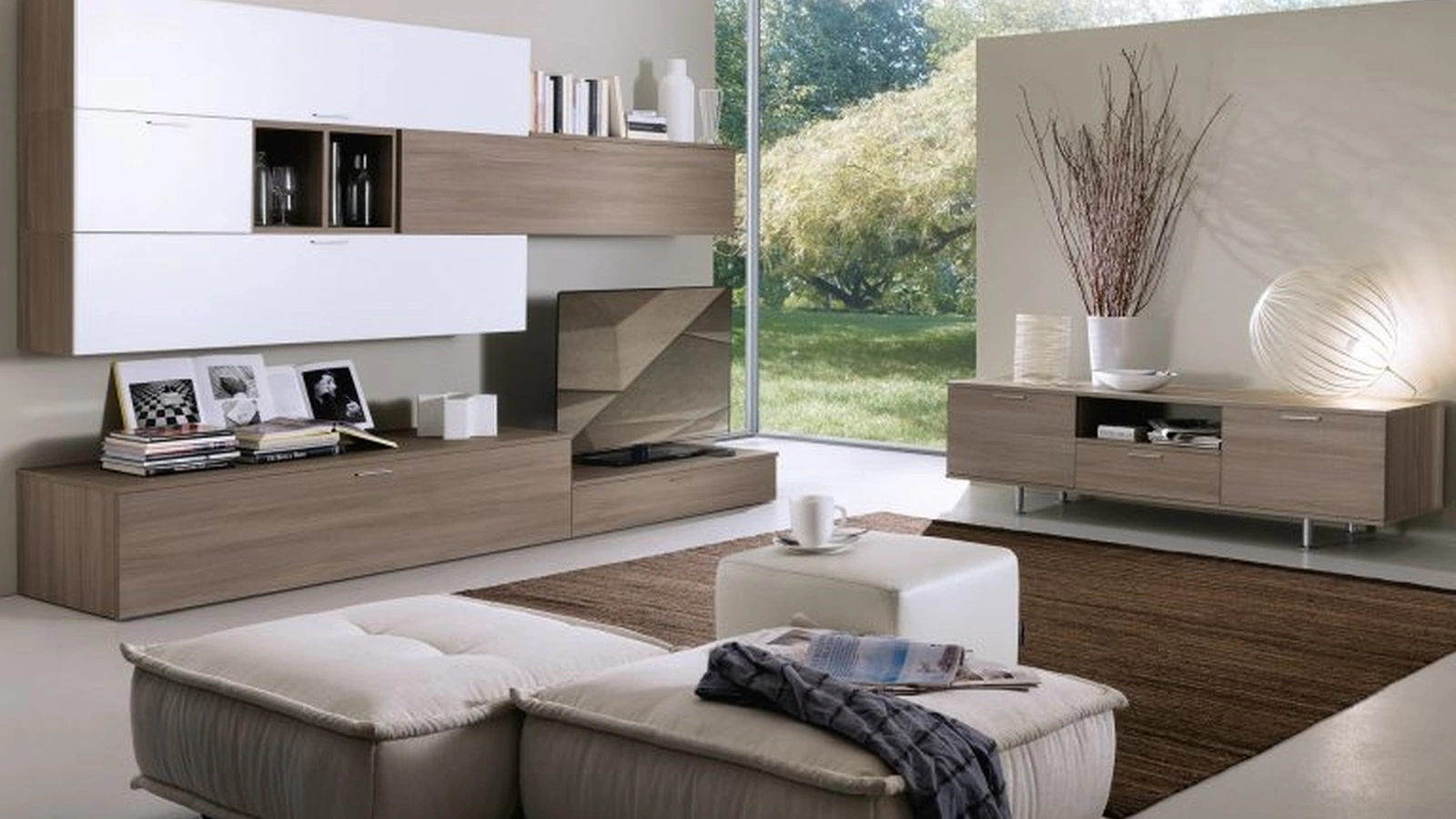 Parete Attrezzata Spot Irma 08 finitura olmo brown e bianco di S75