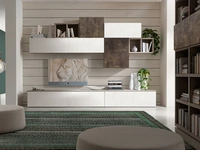 Parete Attrezzata in melaminico cemento bianco e vulcano Supreme City 03 di S75