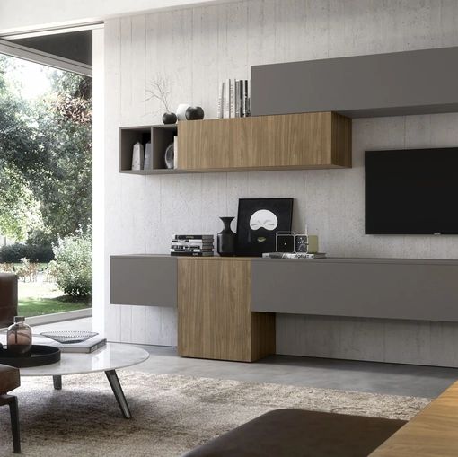 Parete Attrezzata in finitura grey e noce Supreme Ingrid Noce 02 di S75