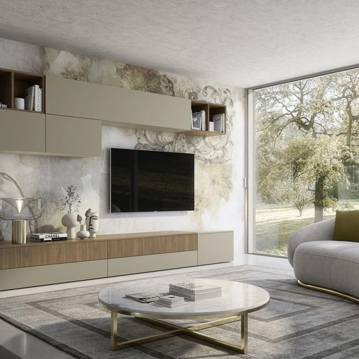 Parete Attrezzata Supreme in finitura noce e creta Ingrid Noce 03 di S75