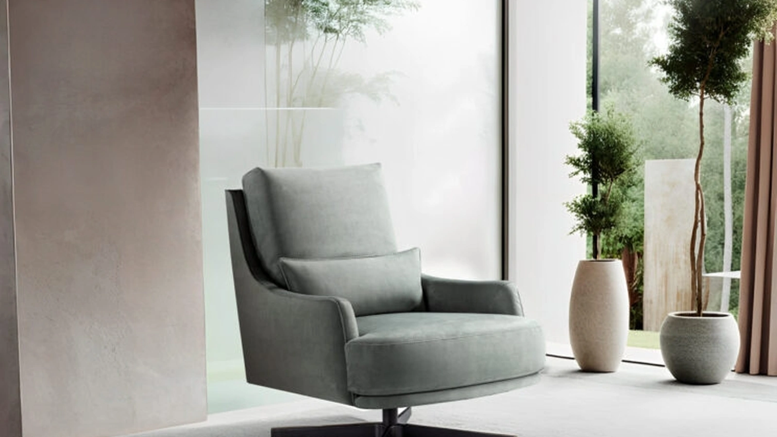 Poltrona in tessuto con base girevole in metallo Filicudi di Franco Ferri