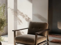 Poltroncina in tessuto con struttura in legno di Faggio e metallo Lauro di Franco Ferri