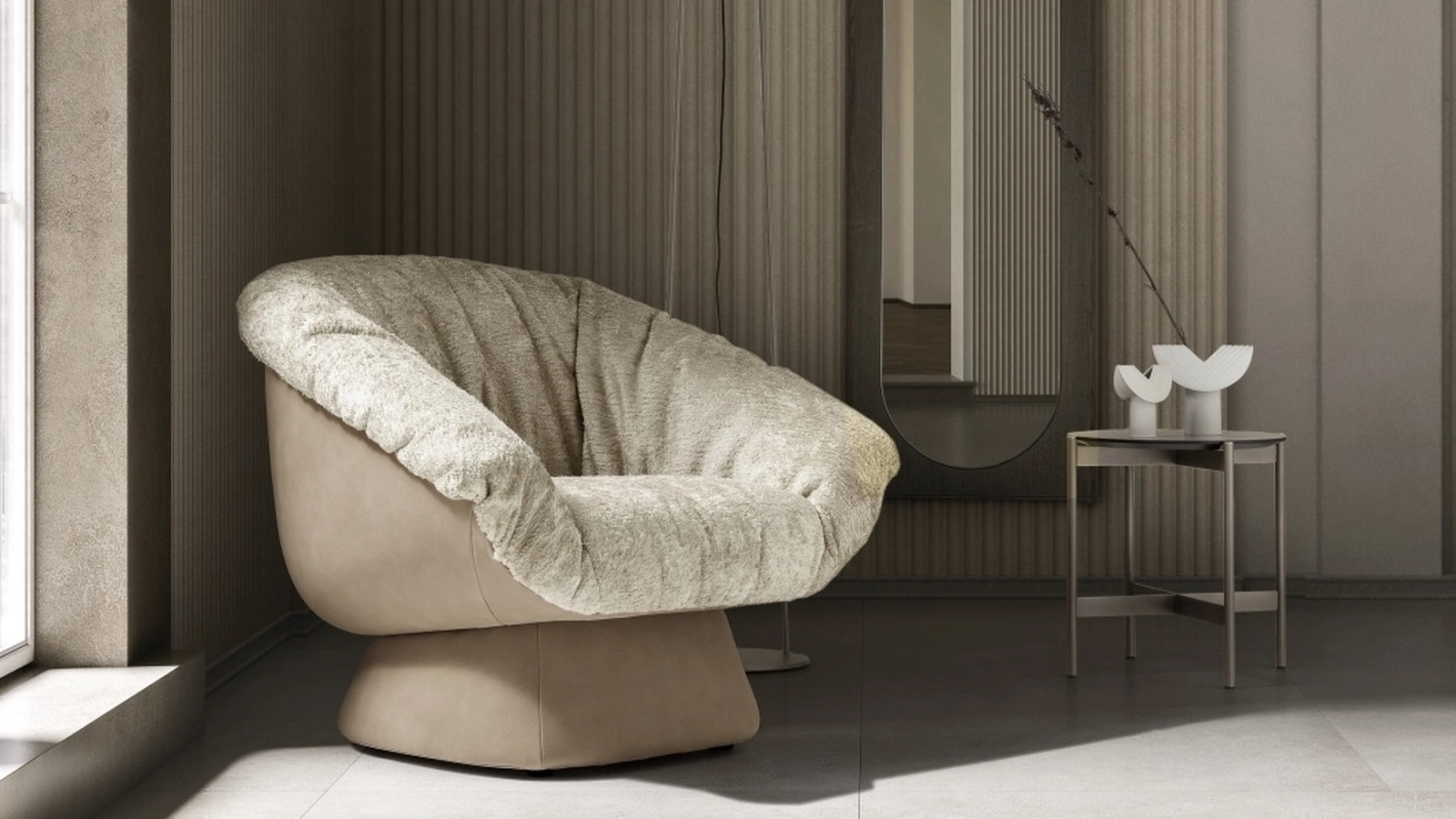 Poltrona Hall in tessuto e pelle di Ditre Italia