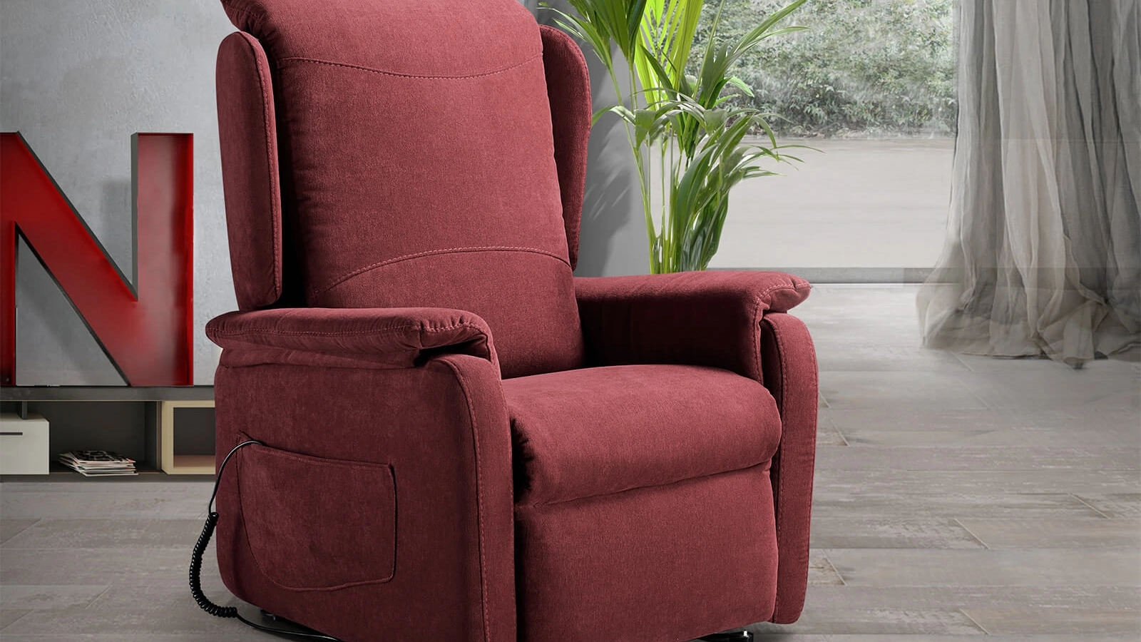 Poltrona relax con schienale poggiatesta e calamita regolabile Bianca di Vitarelax