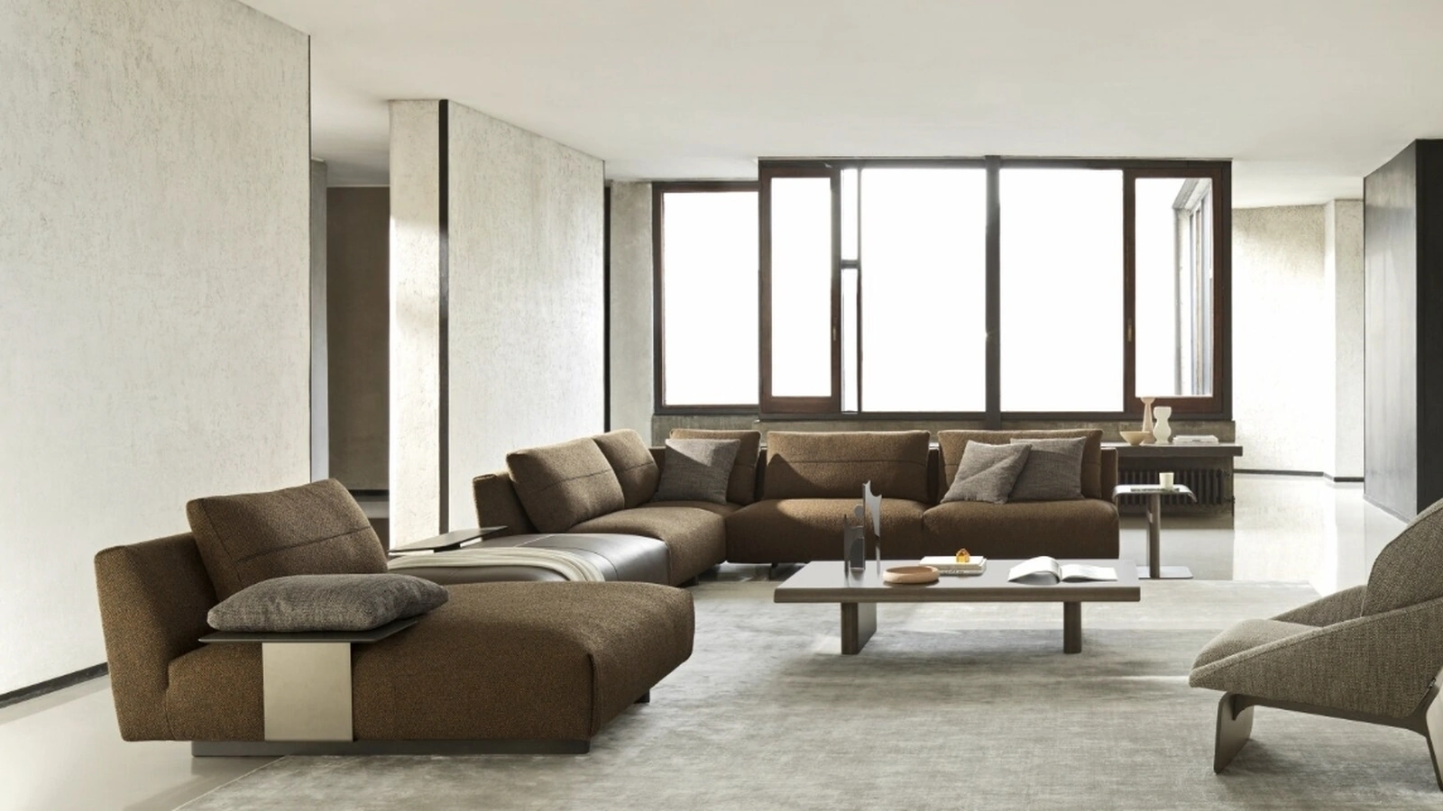 Salotto angolare con penisola Atlantis in tessuto di Ditre Italia