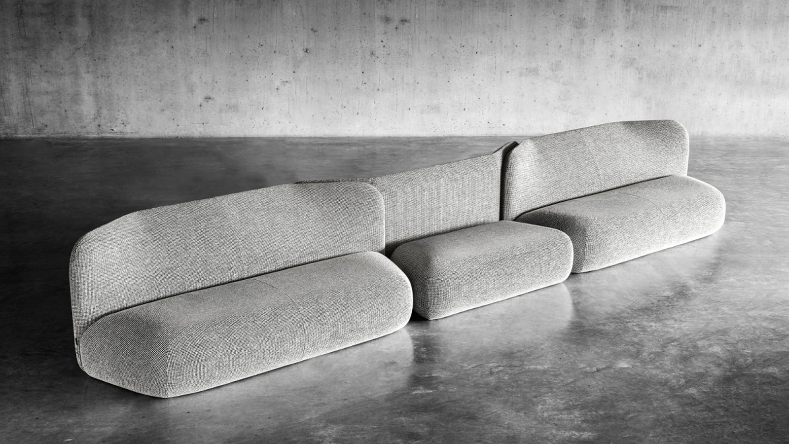 Divano lineare di design Botera Sofa in tessuto di Miniforms