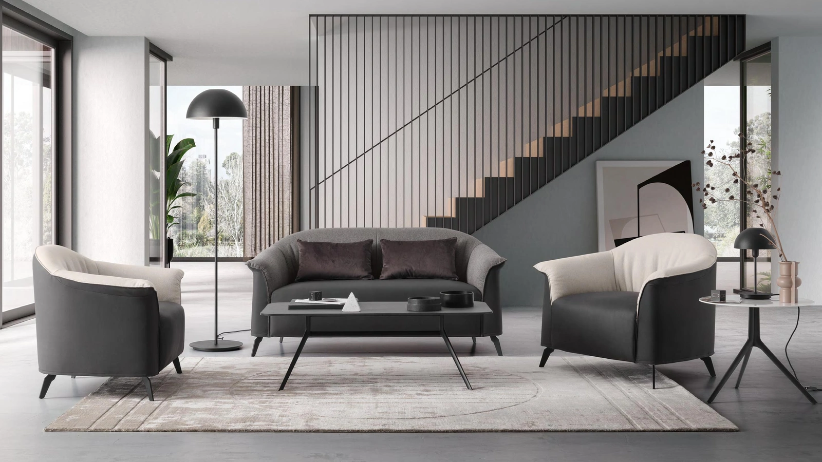 Divano lineare in tessuto Caroline Loveseat di Le Comfort
