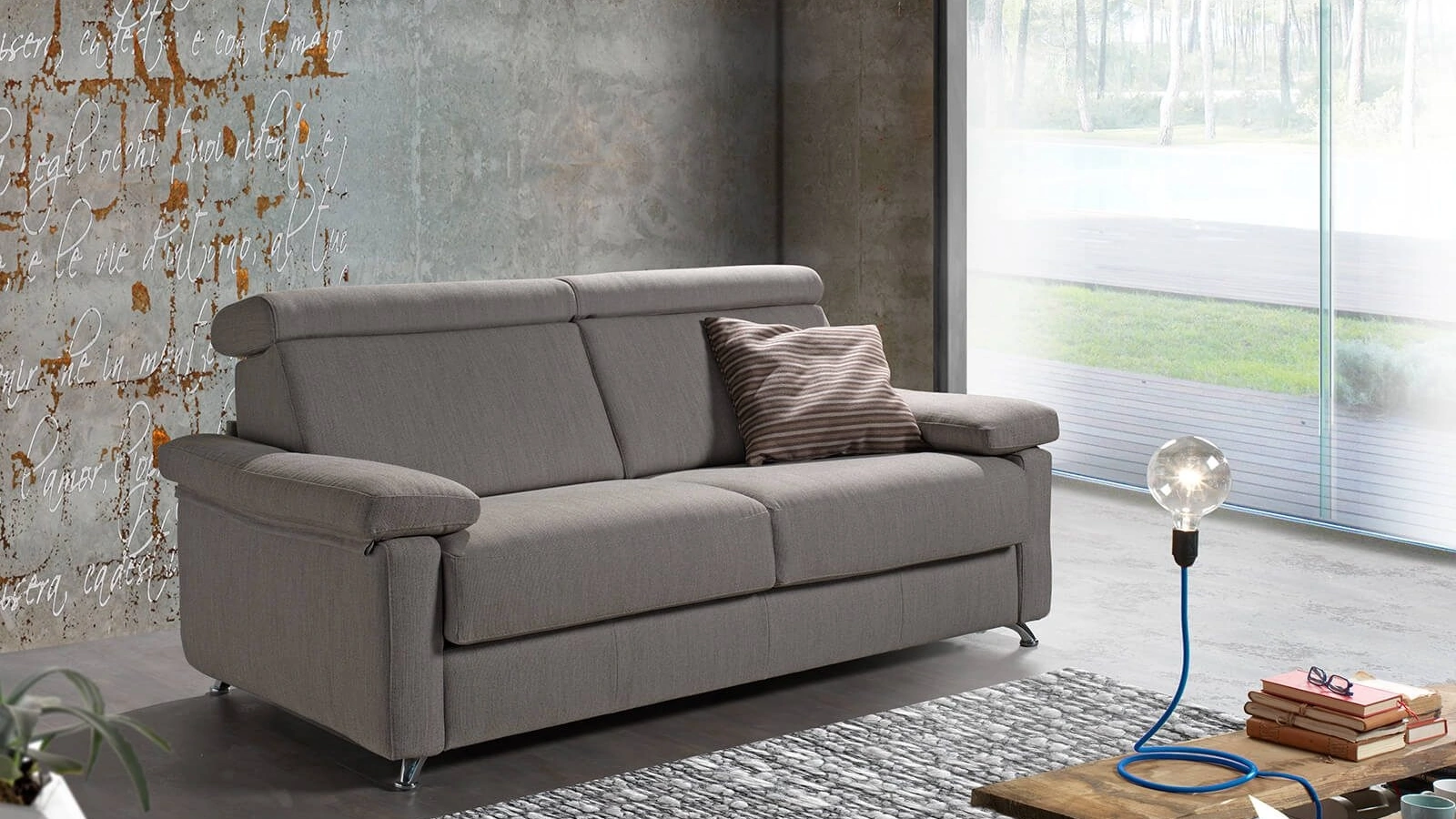 Divano Letto lineare in tessuto Como di Vitarelax