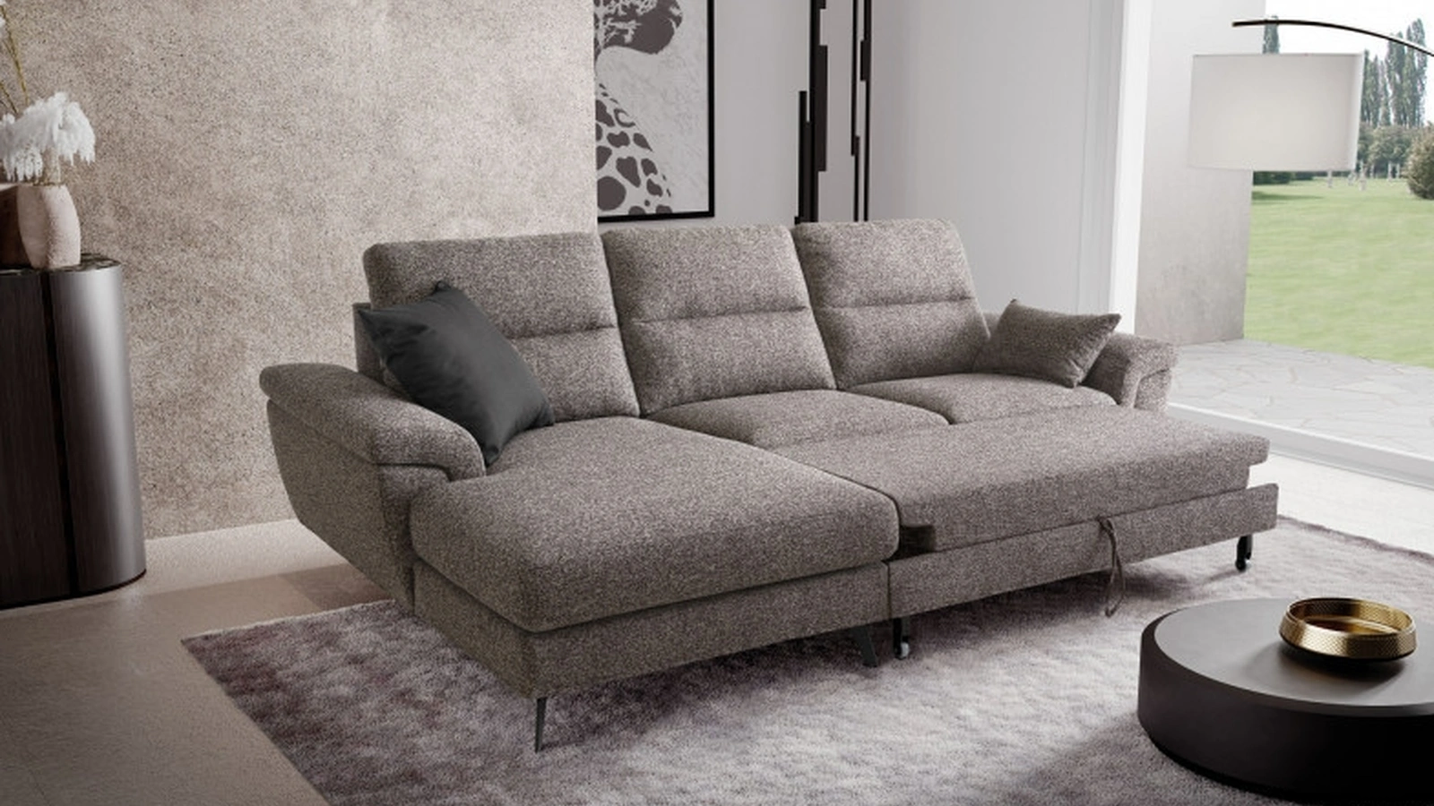 Divano trasformabile in tessuto con penisola Cupido di Le Comfort