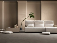 Divano Relax in tessuto e cuoio con penisola Vibe Hit di Samoa