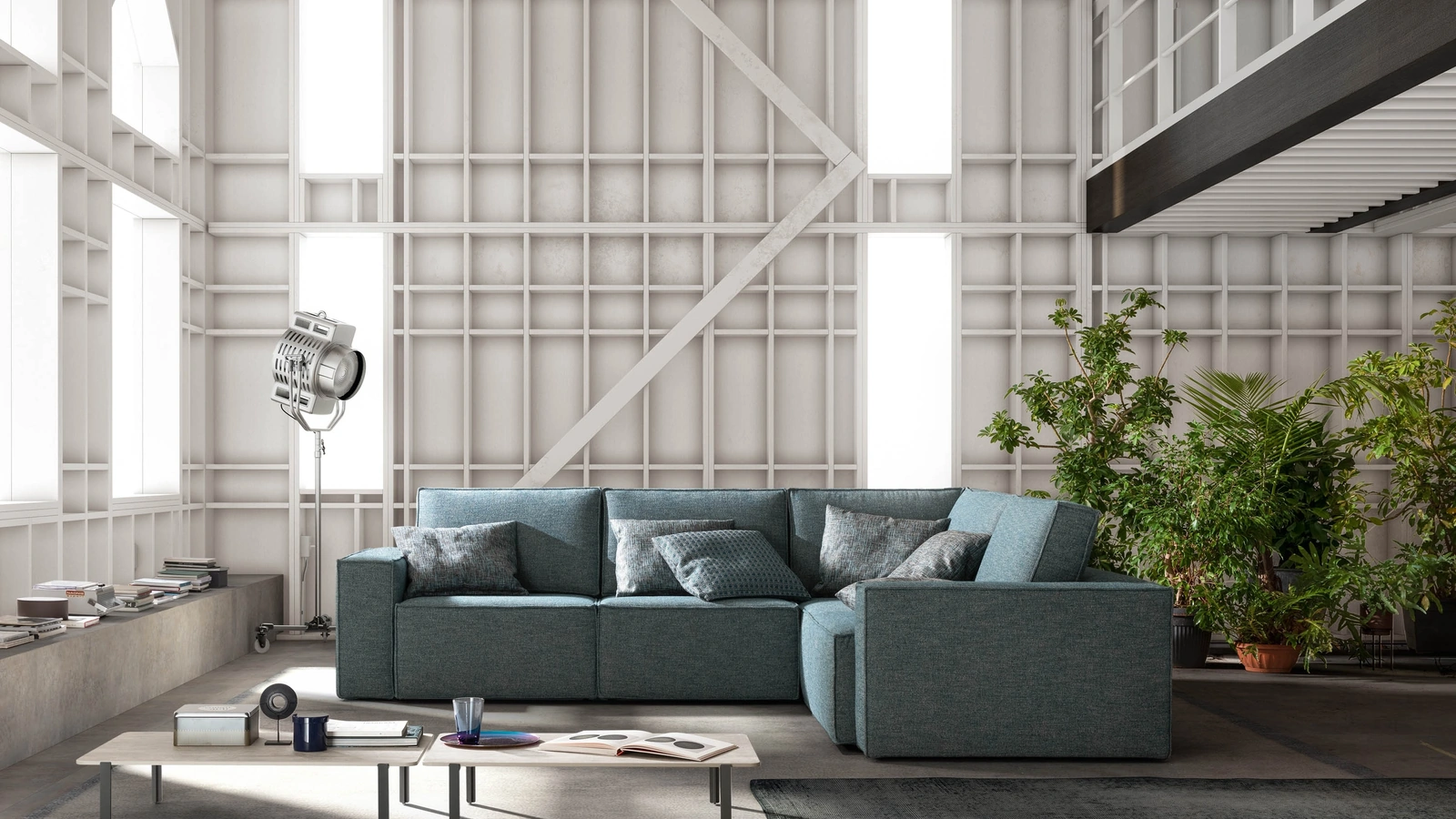 Divano angolare in tessuto con sedute estraibili Mono di Samoa