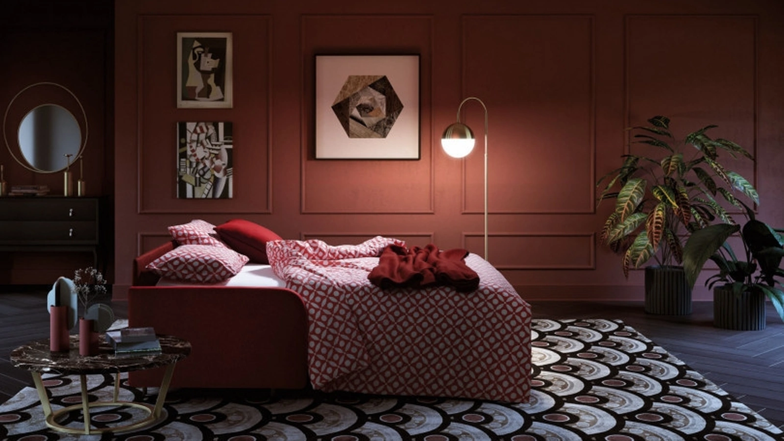 Divano Letto matrimoniale in tessuto Santorini Le Comfort