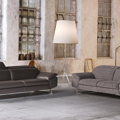 Salotto Zuma in pelle e tessuto di Nicoletti Home