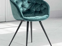 Sedia Cabiria Custom in velluto antimaccchia imbottito e trapuntato con struttura in metallo verniciato nero di La Seggiola