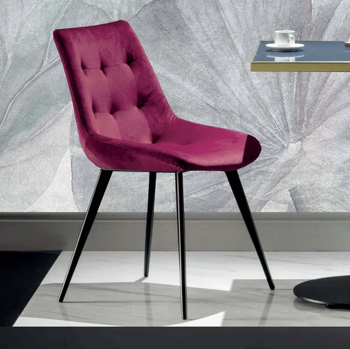 Sedia Carnaby Custom in velluto antimacchia imbottito e trapuntato di La Seggiola