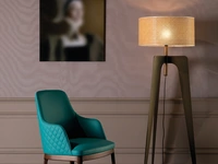 Sedia in pelle con braccioli e schienale trapuntati Cleo Élite Rovere Scuro di Tonin Casa