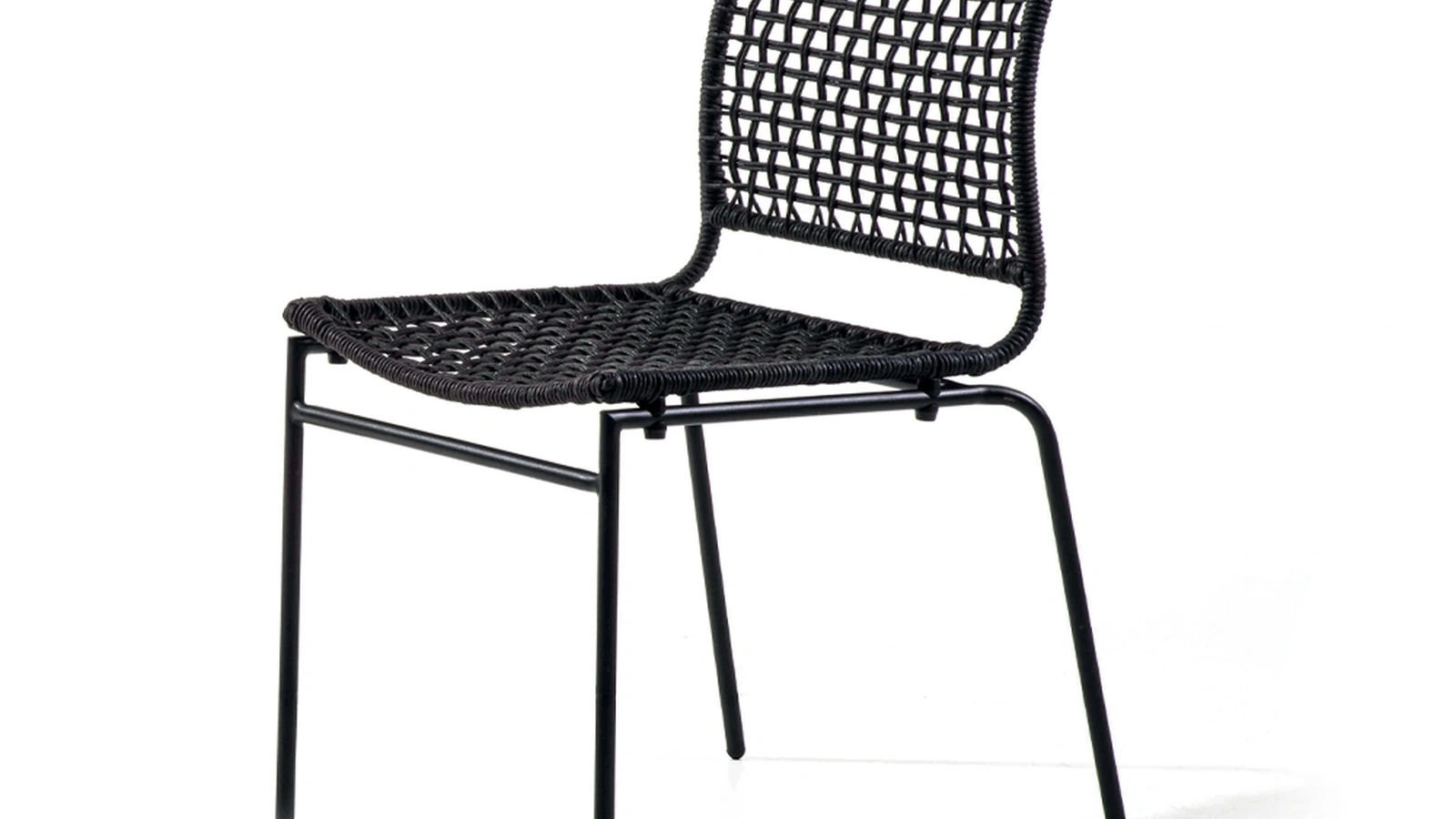 Sedia Korda in metallo rivestita con corda di juta intrecciata a mano La Seggiola