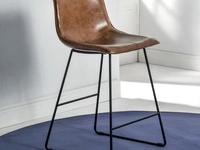 Sgabello Dublin Stool slitta in ecopelle cuoio vissuto cognac di La Seggiola