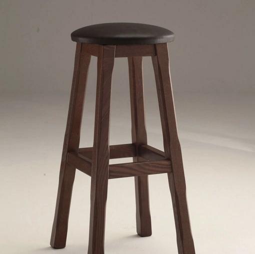 Sgabello Giotto SG con seduta in ecopelle e base in legno di Sedie Brianza