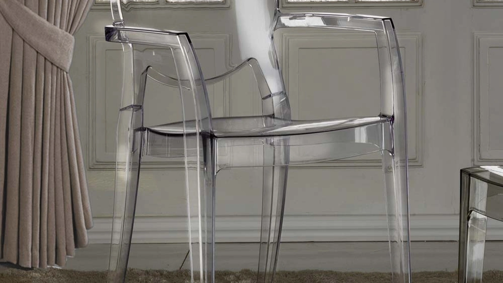 Sedia con braccioli Ink-B in policarbonato trasparente di La Seggiola