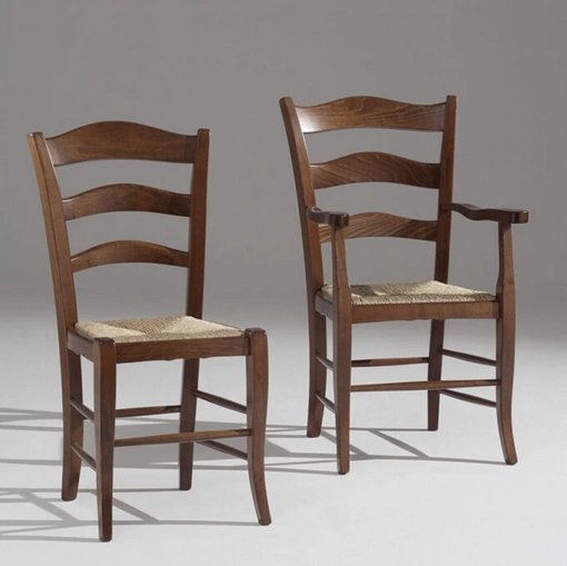 Sedia classica Ivrea in legno con e senza braccioli con seduta in paglia di Sedie Brianza