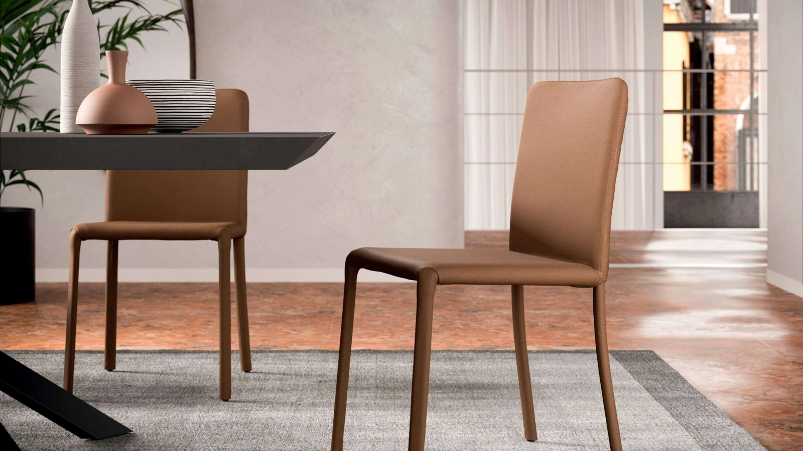 Sedia in pelle Lunette di Ozzio