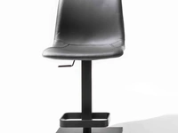 Sgabello regolabile Morgan con seduta in ecopelle colore Titanio con struttura in metallo verniciato nero di La Seggiola