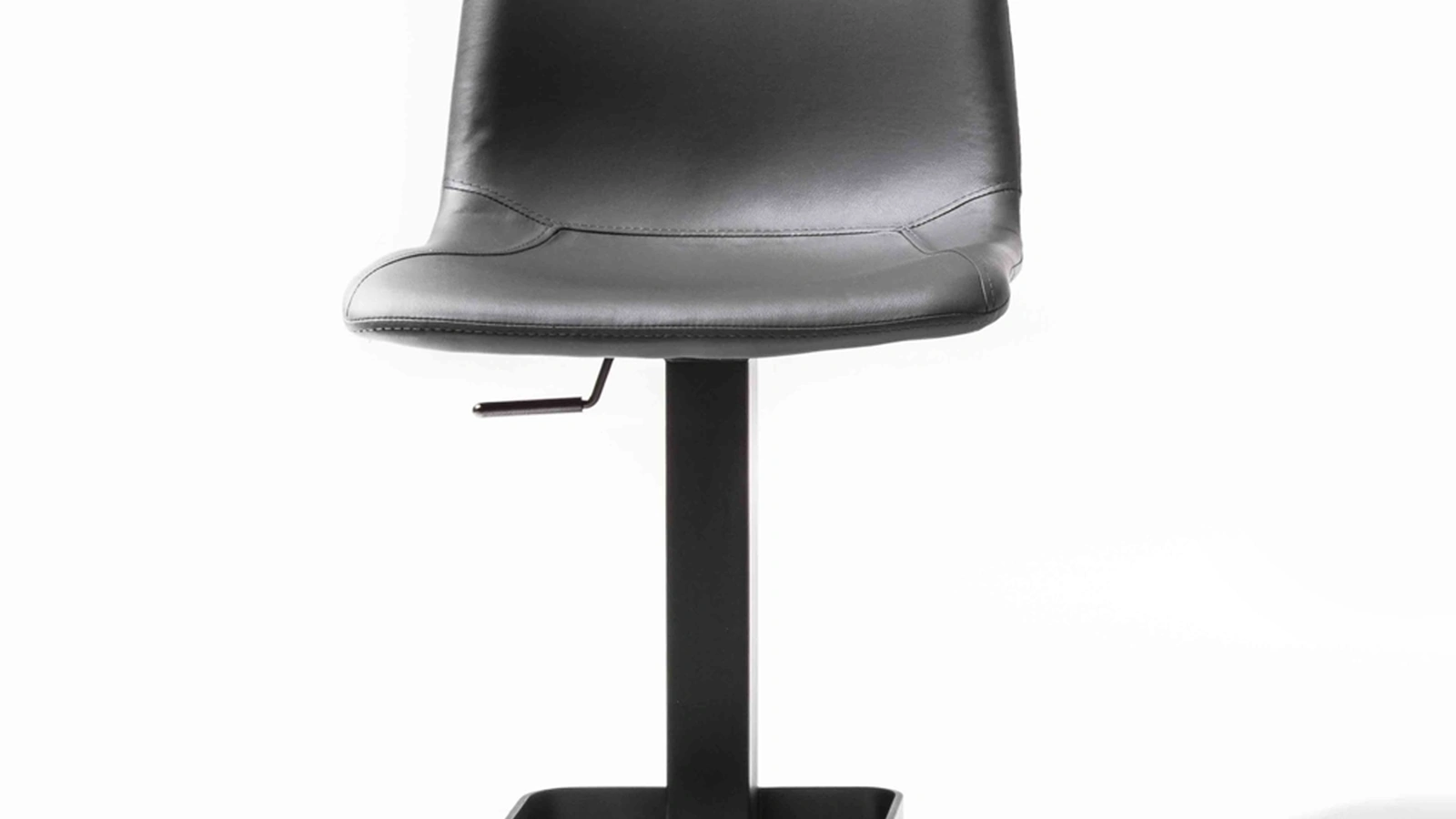 Sgabello regolabile Morgan con seduta in ecopelle colore Titanio con struttura in metallo verniciato nero di La Seggiola