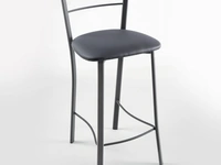 Sgabello Nicole Stool in metallo verniciato antracite con seduta in ecopelle di La Seggiola