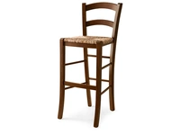 Sgabello Paesana SG in legno con seduta in paglia di Sedie Brianza