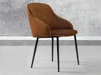 Sedia rivestita in velluto antimacchia con struttura in metallo verniciato nero Pigalle Due di La Seggiola