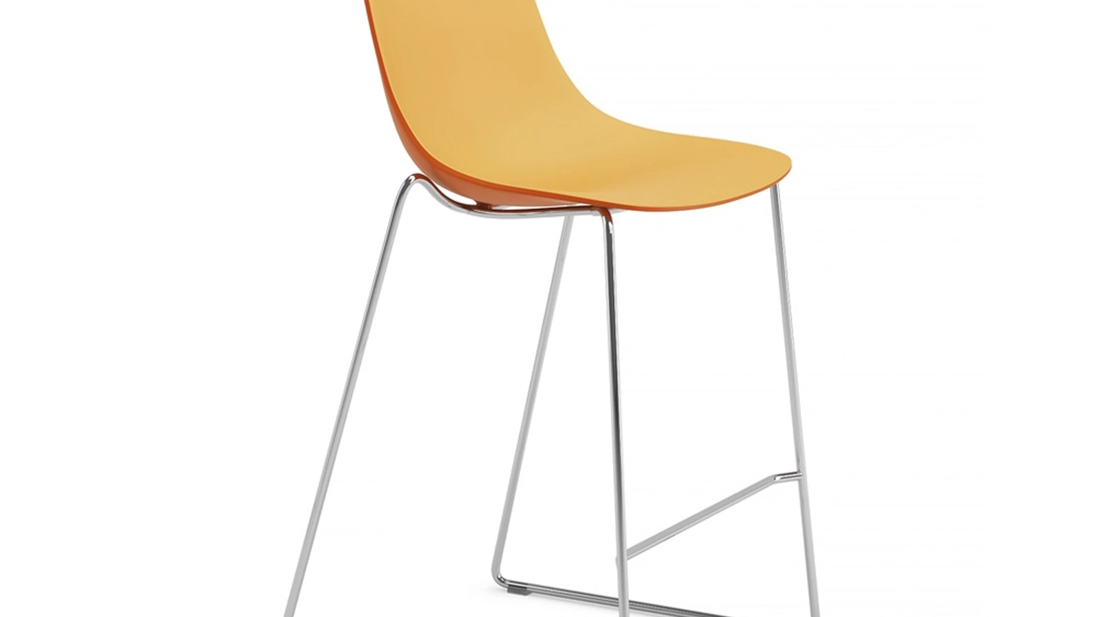Sgabello Pure Loop Binuance Kitchen Stool con scocca in polipropilene Pesca e Arancio carota con base in tondino di acciaio cromato di Infiniti