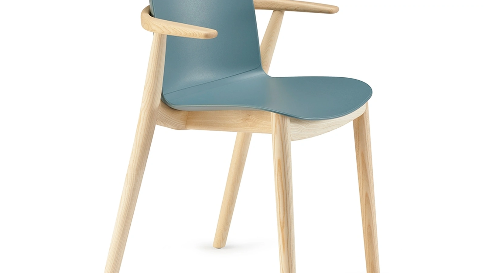 Sedia con braccioli Relief Wooden Legs con scocca in polipropilene e gambe in Frassino massello Naturale di Infiniti