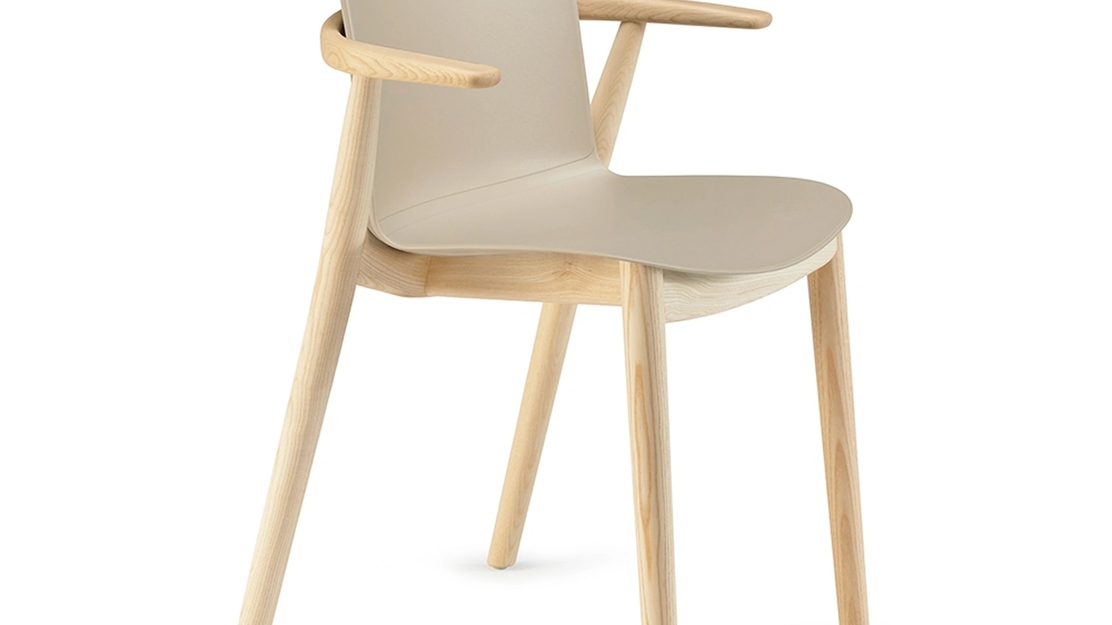 Sedia con braccioli Relief Wooden Legs con scocca in polipropilene e gambe in Frassino massello Naturale di Infiniti