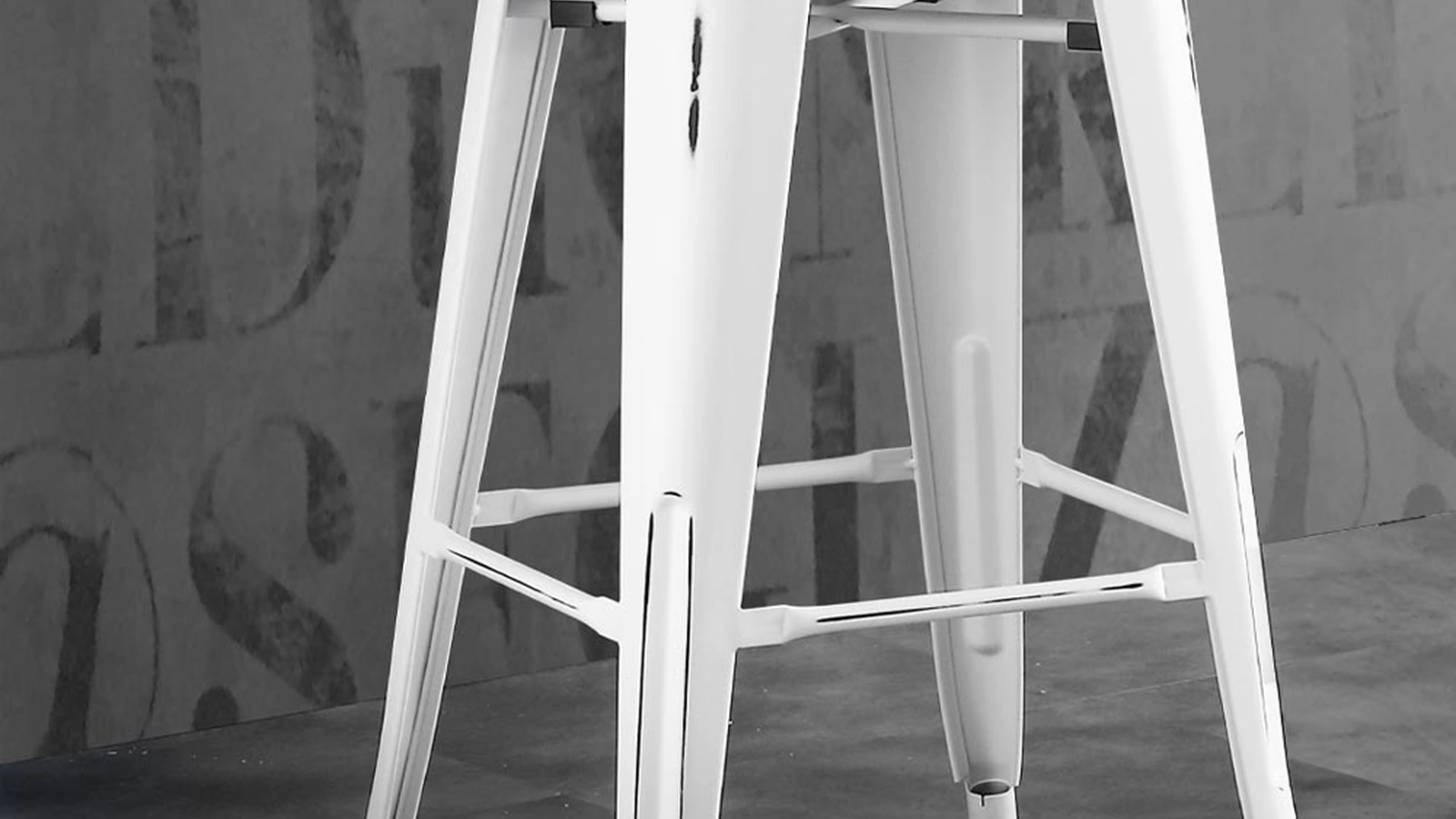 Sgabello Route 66 Stool 65 in metallo bianco anticato di La Seggiola