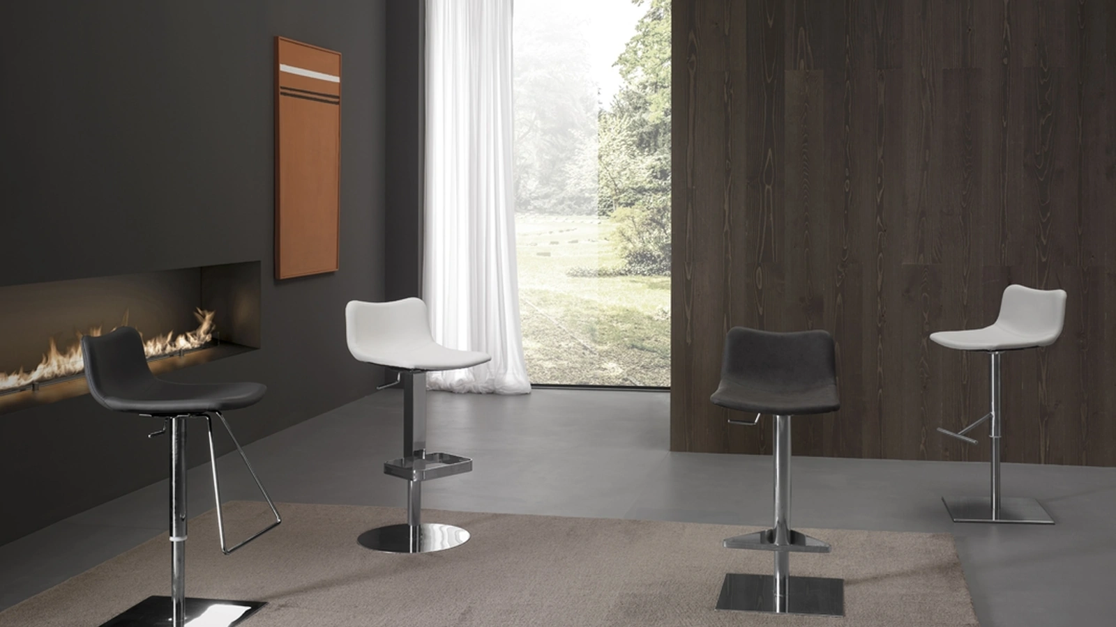 Sgabello Taxi C in ecopelle con struttura in metallo di Zamagna