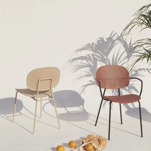 Sedia Tondina Slim in polipropilene con struttura in acciaio di Infiniti