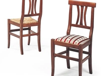 Sedia Vecchio Veneto in Noce scuro con sedile in tessuto imbottito o in paglia di La Seggiola