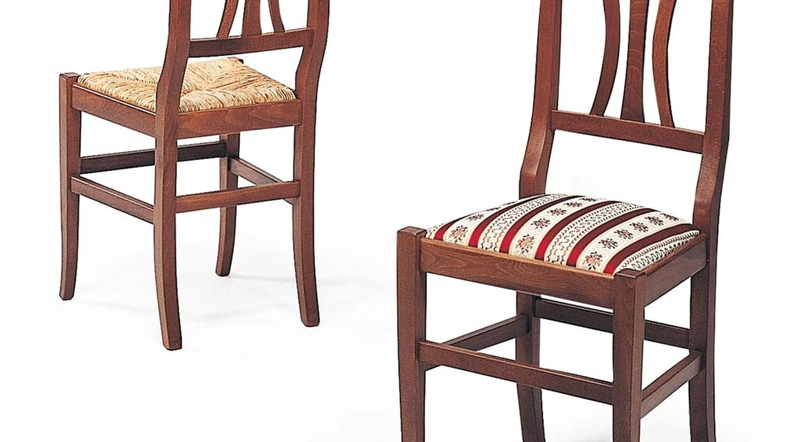 Sedia Vecchio Veneto in Noce scuro con sedile in tessuto imbottito o in paglia di La Seggiola