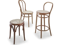 Sgabello Vienna SG in legno con seduta in paglia di Vienna di Sedie Brianza