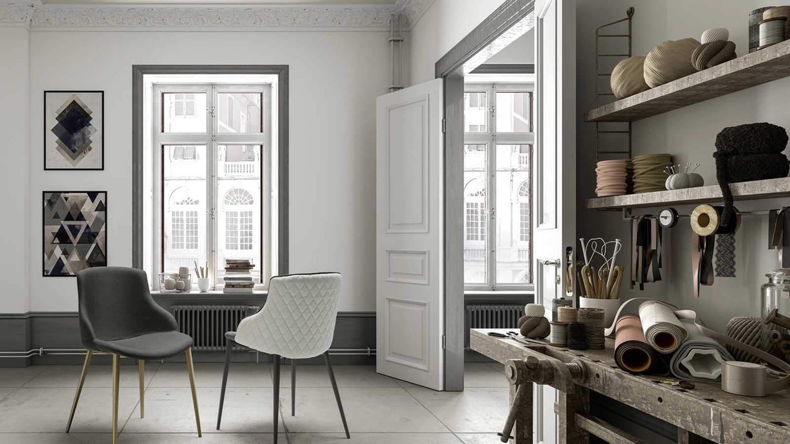 Sedia Duke A in tessuto con struttura in metallo verniciato di Zamagna