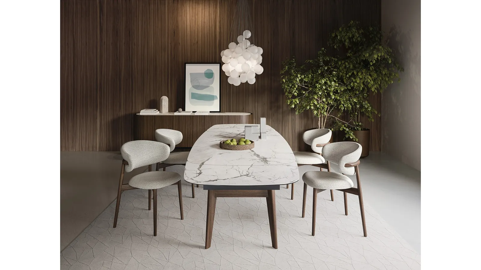 Tavolo allungabile in ceramica con struttura in legno Abrey di Calligaris