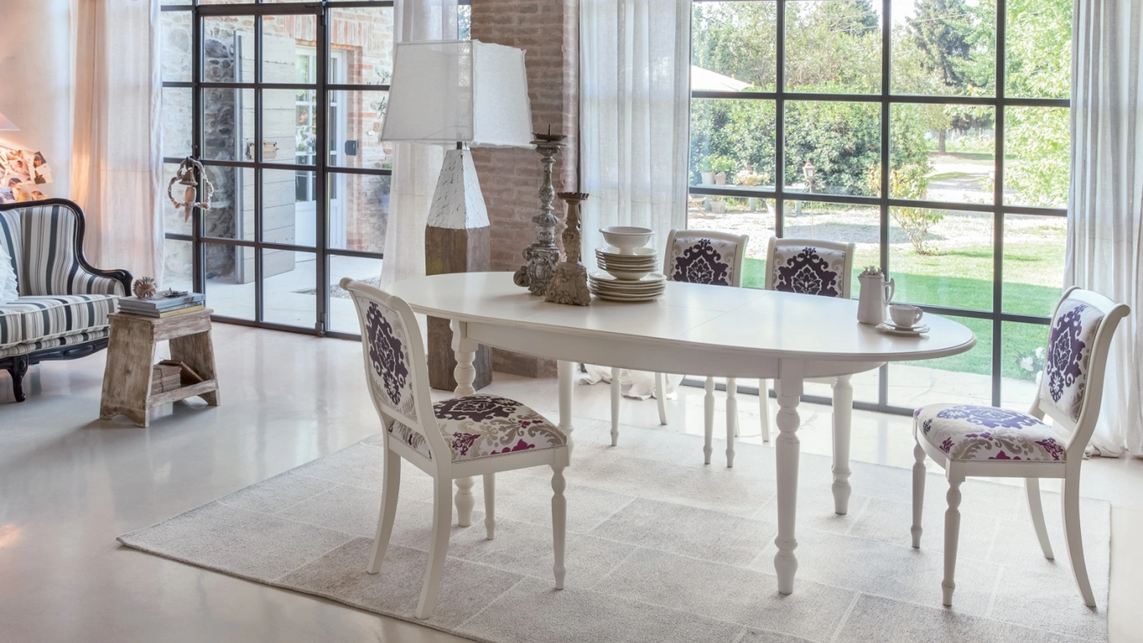 Tavolo classico allungabile in legno laccato bianco Apogeo di Tonin Casa