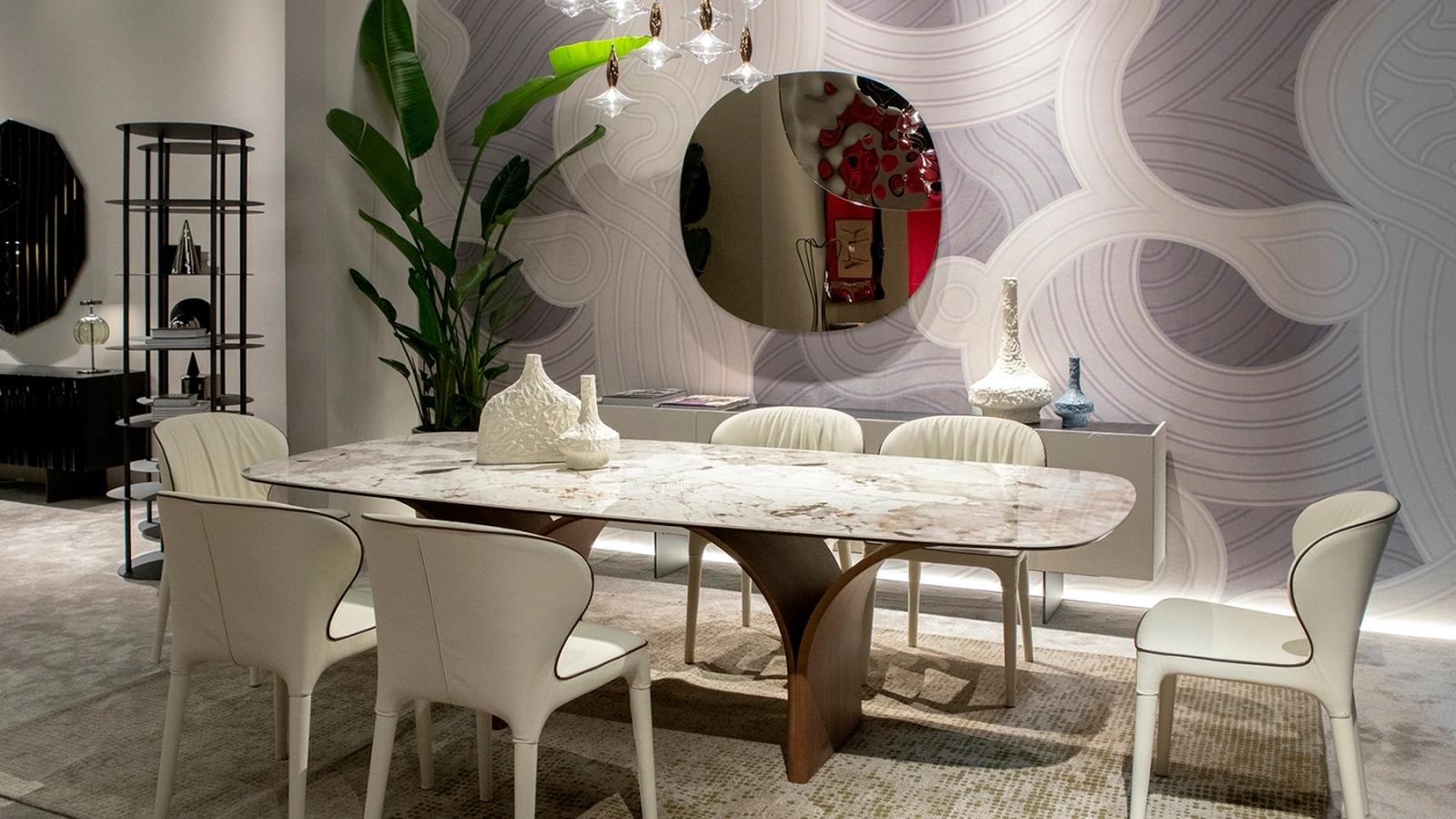 Tavolo in gres porcellanato e base in legno Arco di Tonin Casa