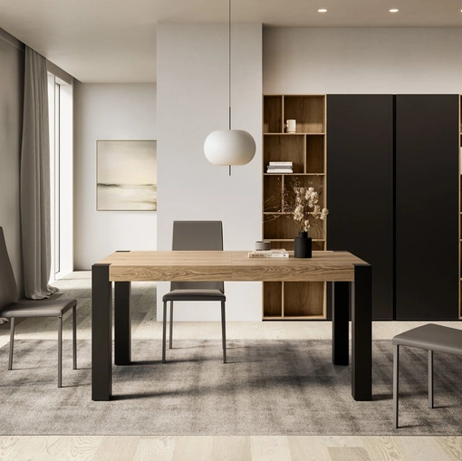 Tavolo allungabile Athos Iron con piano in laminato e gambe in ferro verniciato di Arredo3