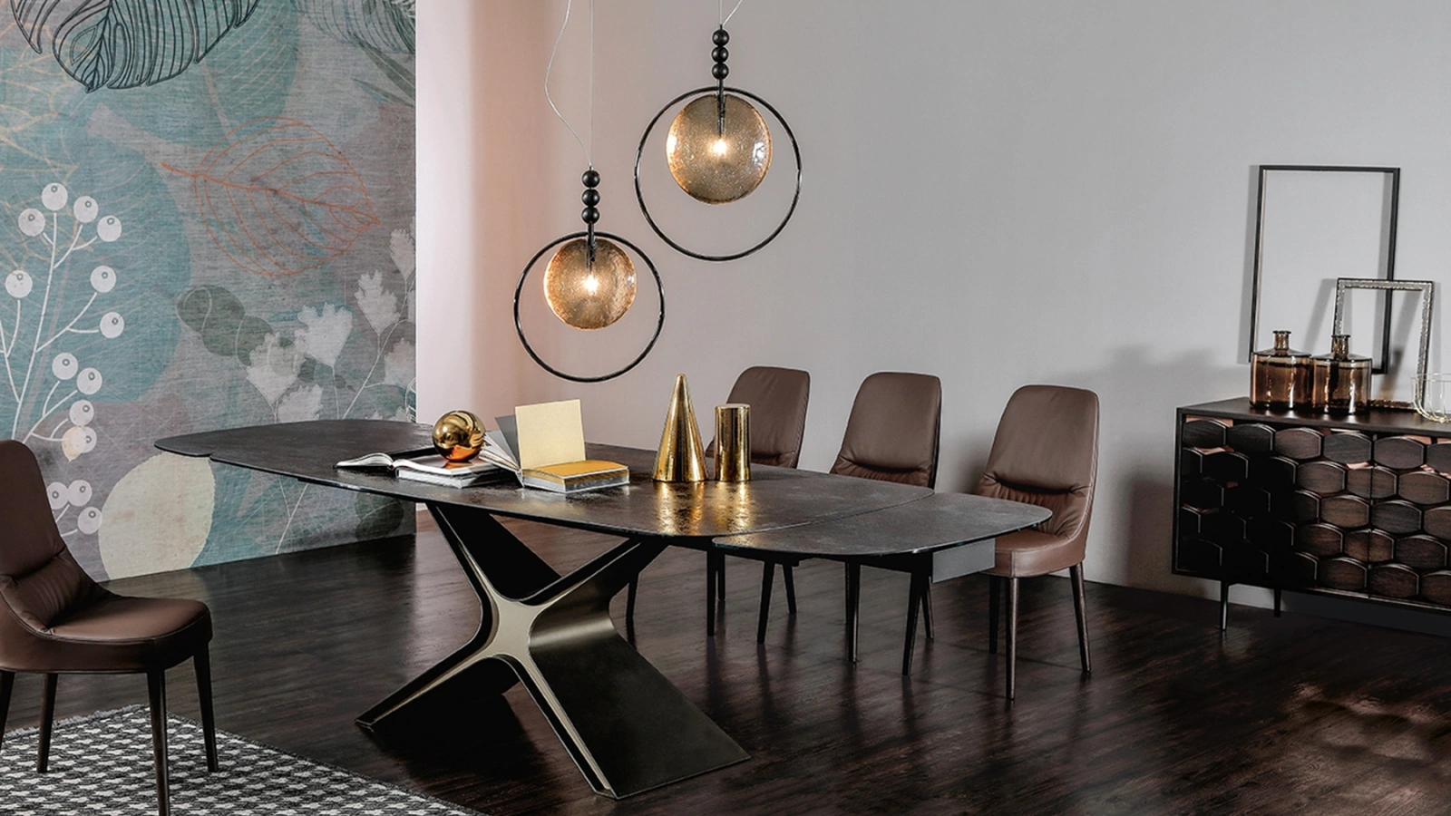 Tavolo allungabile Calliope con top in ceramica e base in acciaio di Tonin Casa