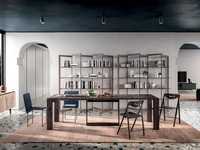 Consolle A4 allungabile in Rovere e metallo dotata di 4 prolunghe incorporate nella struttura di Ozzio